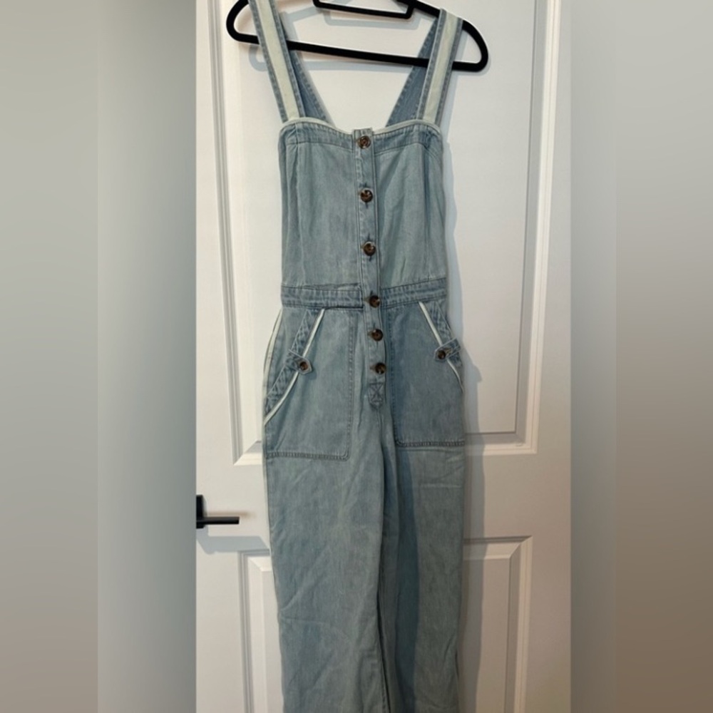 Current/Elliott Light Blue Denim Overalls. NWT